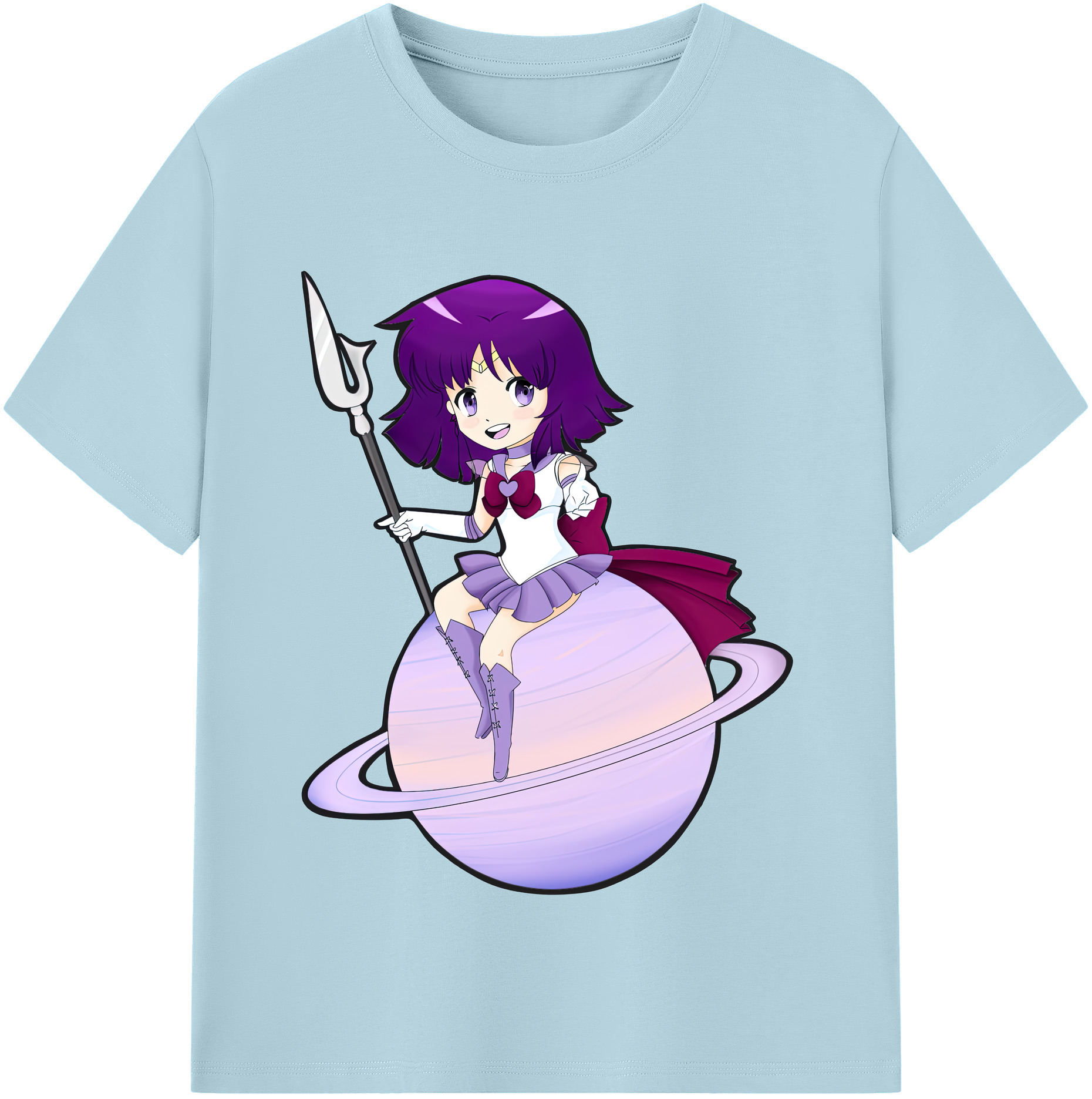 （画像用） 美少女戦士セーラームーン 土萠ほたる Sailor Moon Tomoe Hotaru （セーラーサターン；Sailor Saturn） 綿100％半袖Tシャツ（フロントプリント）